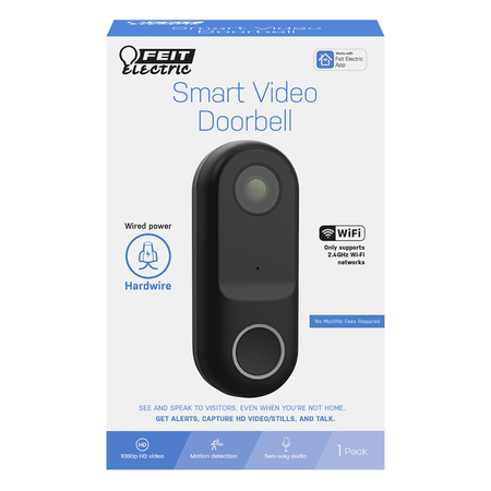 FEIT ELECTRIC SMRT VDEO DRBL BLK 4.5""H CAM/DOOR/WIFI